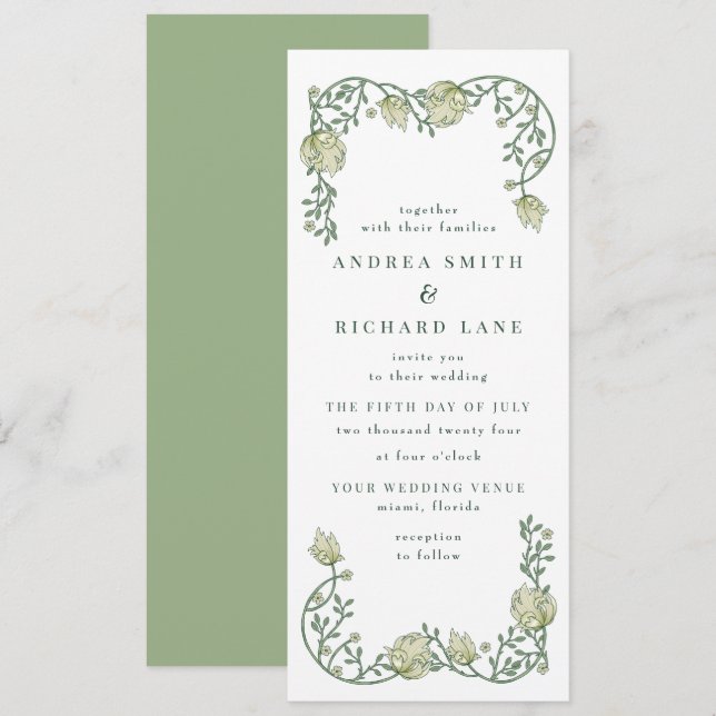 Invitación a la boda floral en jardines botánicos (Anverso / Reverso)
