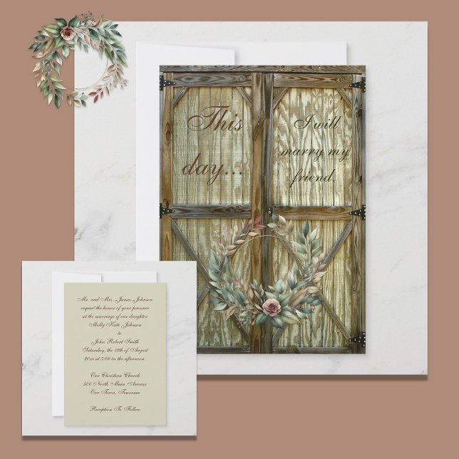 Invitación a la boda floral en la puerta del estab (Subido por el creador)