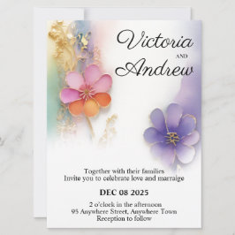 Invitación a la boda floral en negrita