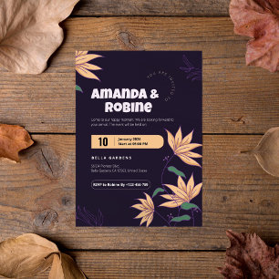 Invitación a la boda floral en negrita