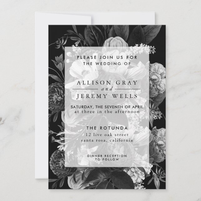 Invitación a la boda floral etal etérea (Anverso)