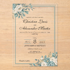Invitación a la boda floral formal acrílica transp