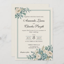 Invitación a la boda floral formal ligera