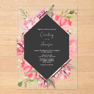 Invitación a la boda floral gástrica geométrica