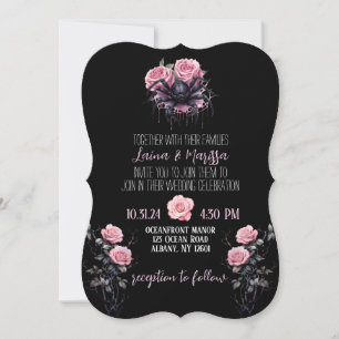 Invitación a la boda floral gótica rosada