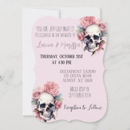 Invitación a la boda floral gótica rosada