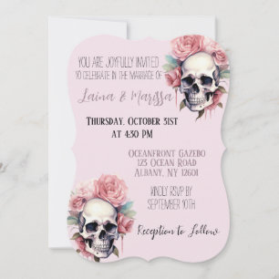 Invitación a la boda floral gótica rosada