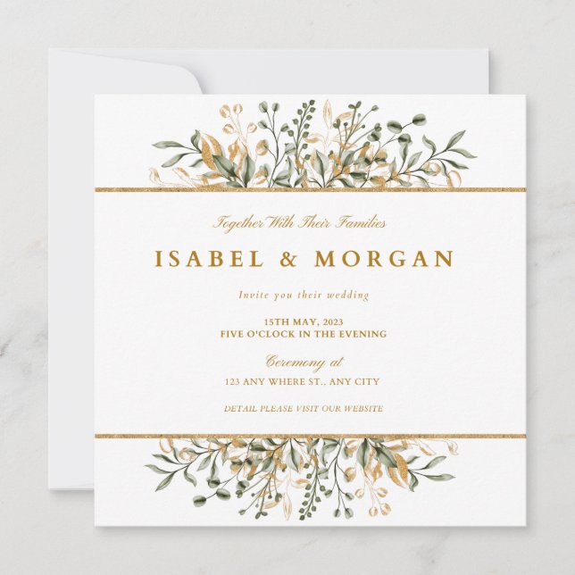 Invitación a la boda floral Guardar la fecha (Anverso)