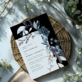 Invitación a la boda floral helada de invierno