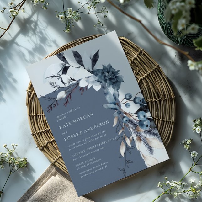 Invitación a la boda floral helada de invierno (Subido por el creador)