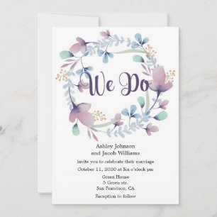 Invitación a la boda floral. Invitación azul y vio