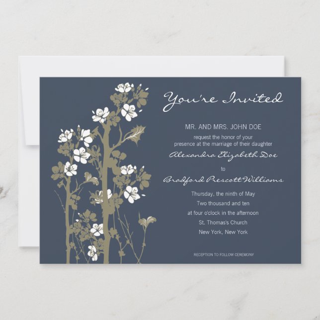 Invitación a la boda floral japonesa Personalizado (Anverso)