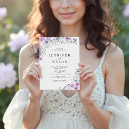 Invitación a la boda floral Lilac Purple Lavender