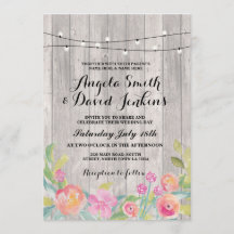 Invitación a la boda floral Madera Rústica de la l