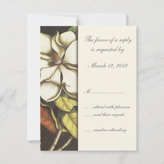 Invitación a la boda floral Magnolia Blossom RSVP (Anverso)