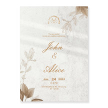 Invitación a la boda floral marrón Minimalista mod