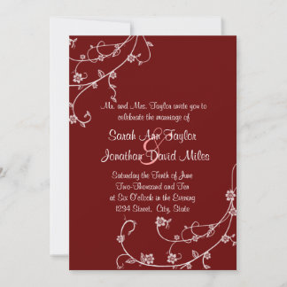 Invitación a la boda floral marrón y blanca