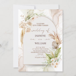 Invitación a la Boda Floral Marrón Y Crema