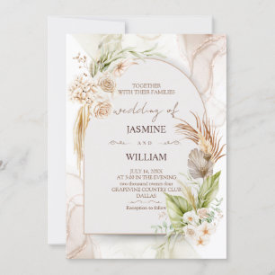 Invitación a la Boda Floral Marrón Y Crema
