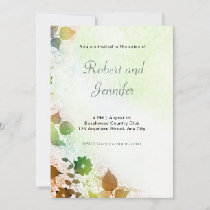 Invitación a la boda floral marrón y verde