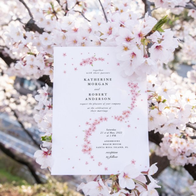 Invitación a la boda floral mínima con flores de c (Subido por el creador)