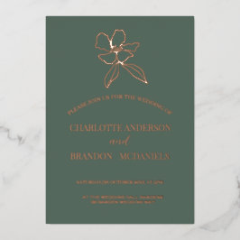 Invitación a la boda floral mínima verde forestal