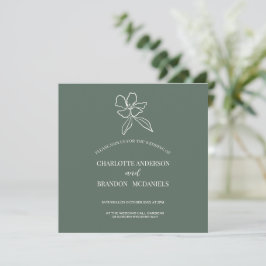 Invitación a la boda floral mínima verde forestal