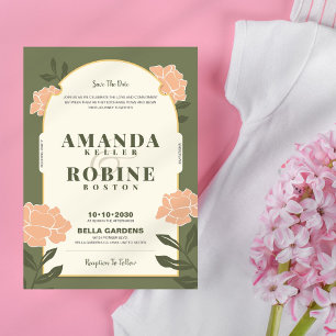 Invitación a la boda floral minimalista
