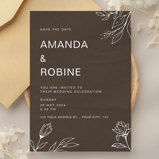 Invitación a la boda floral minimalista (Subido por el creador)