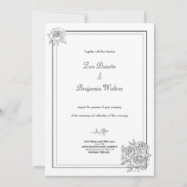 Invitación a la boda floral minimalista