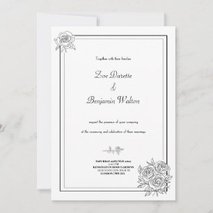 Invitación a la boda floral minimalista