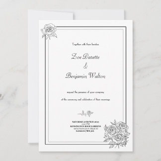 Invitación a la boda floral minimalista