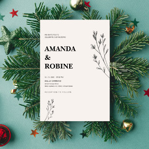 Invitación a la boda floral minimalista de mano