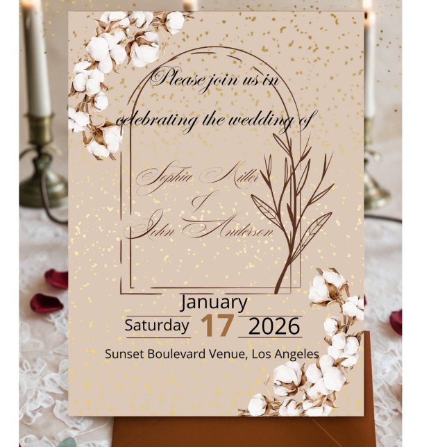 Invitación a la boda floral Minimalista moderna (Subido por el creador)