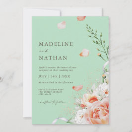 Invitación a la Boda Floral Mint Green & Peach