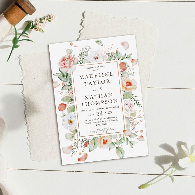 Invitación a la Boda Floral Mint Green & Peach (Subido por el creador)