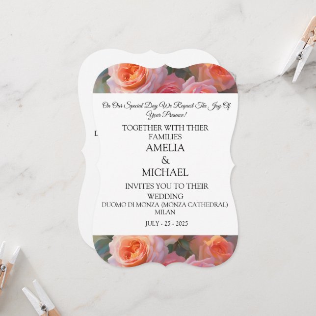 Invitación a la boda floral moderna (Anverso/Reverso In Situ)