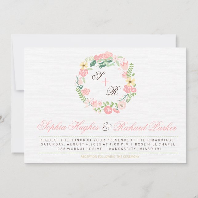 Invitación a la boda floral moderna (Anverso)