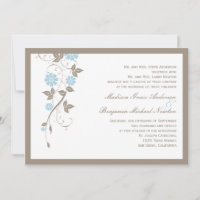 Invitación a la boda floral moderna - Aqua Blue