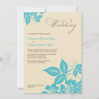 Invitación a la boda floral moderna de aqua/crema