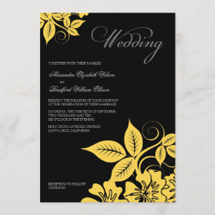 Invitación a la boda floral moderna de color amari