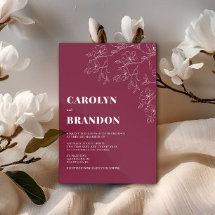 Invitación a la boda floral moderna de Cranberry