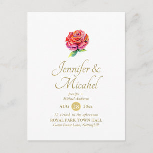 Invitación a la boda floral moderna de la Rosa Roj