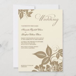 Invitación a la boda floral moderna Mocha/Crema