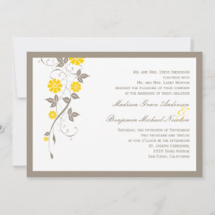 Invitación a la boda floral moderna - Mustard