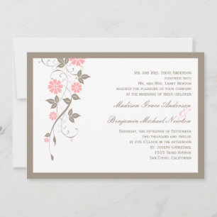 Invitación a la boda floral moderna - rosa suave