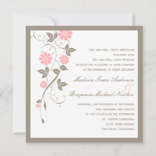 Invitación a la boda floral moderna - rosa suave