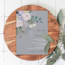 Invitación a la boda floral moderna y gris de Lave