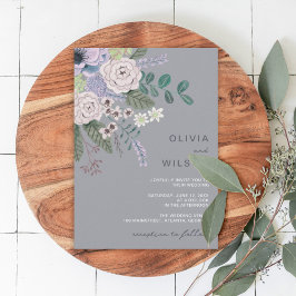 Invitación a la boda floral moderna y gris de Lave