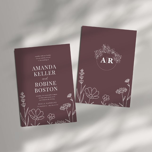 Invitación a la boda floral moderna y Rosa (Subido por el creador)